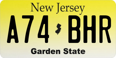 NJ license plate A74BHR
