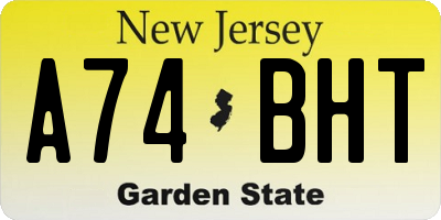 NJ license plate A74BHT