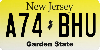 NJ license plate A74BHU
