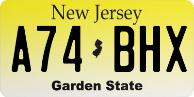 NJ license plate A74BHX