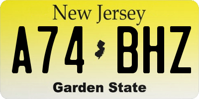 NJ license plate A74BHZ