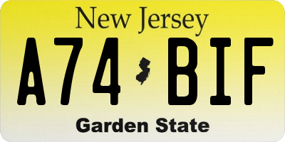 NJ license plate A74BIF