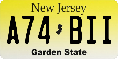 NJ license plate A74BII
