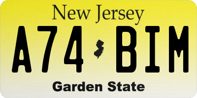 NJ license plate A74BIM