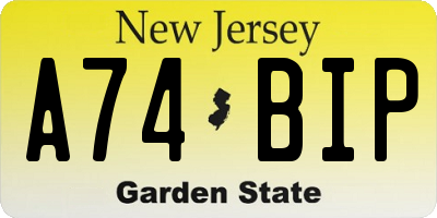 NJ license plate A74BIP
