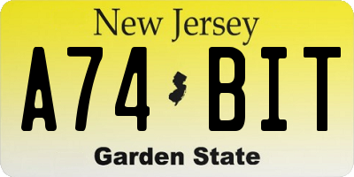 NJ license plate A74BIT