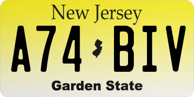 NJ license plate A74BIV