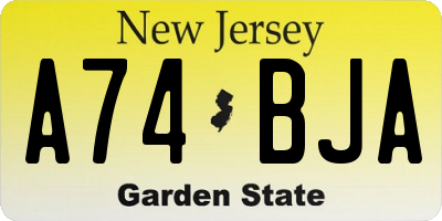 NJ license plate A74BJA