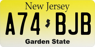 NJ license plate A74BJB