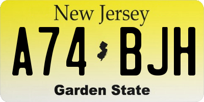 NJ license plate A74BJH