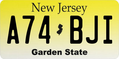 NJ license plate A74BJI