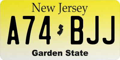 NJ license plate A74BJJ