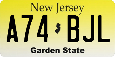 NJ license plate A74BJL