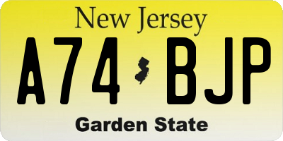 NJ license plate A74BJP