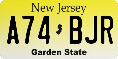 NJ license plate A74BJR
