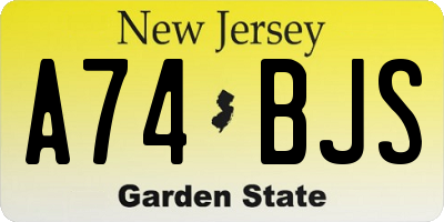 NJ license plate A74BJS