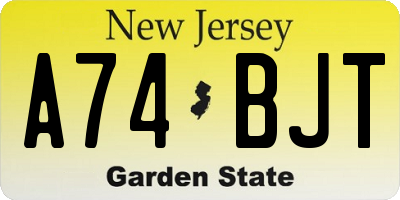 NJ license plate A74BJT