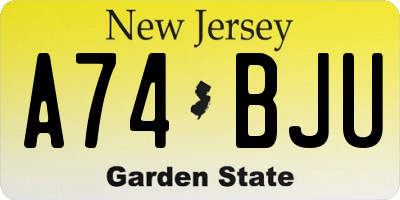 NJ license plate A74BJU
