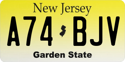 NJ license plate A74BJV