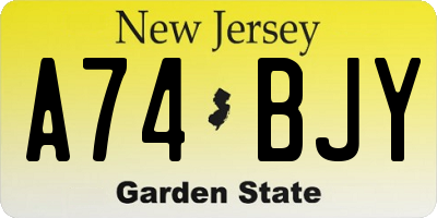 NJ license plate A74BJY