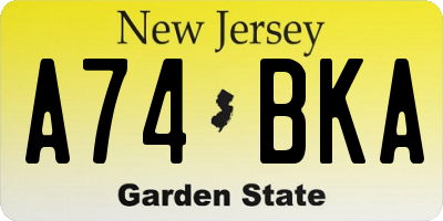 NJ license plate A74BKA