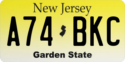 NJ license plate A74BKC