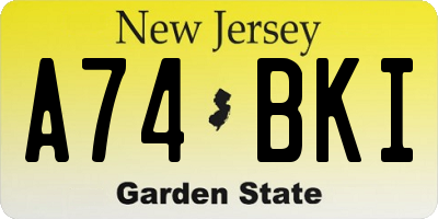 NJ license plate A74BKI