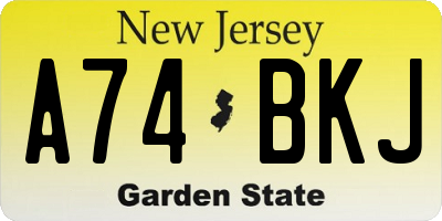 NJ license plate A74BKJ