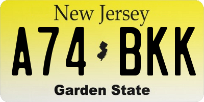 NJ license plate A74BKK