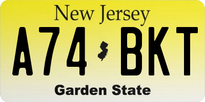 NJ license plate A74BKT