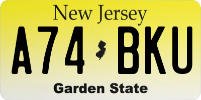 NJ license plate A74BKU