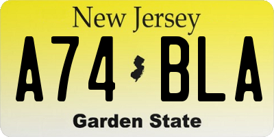 NJ license plate A74BLA