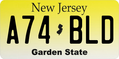 NJ license plate A74BLD