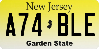 NJ license plate A74BLE