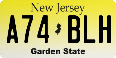 NJ license plate A74BLH