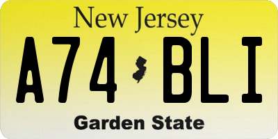 NJ license plate A74BLI