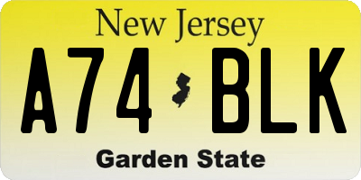 NJ license plate A74BLK