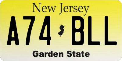 NJ license plate A74BLL