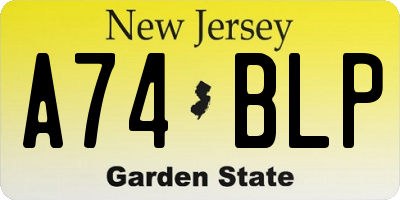 NJ license plate A74BLP