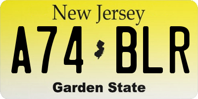 NJ license plate A74BLR