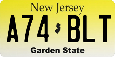 NJ license plate A74BLT
