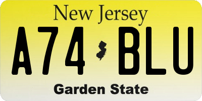 NJ license plate A74BLU