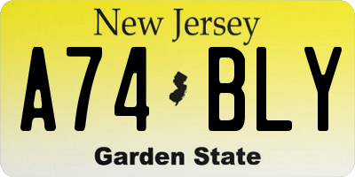 NJ license plate A74BLY
