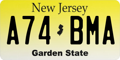 NJ license plate A74BMA