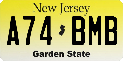 NJ license plate A74BMB