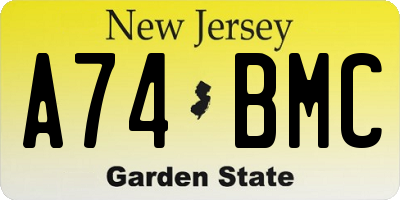 NJ license plate A74BMC