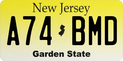NJ license plate A74BMD