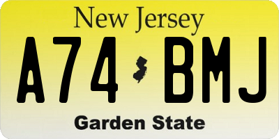 NJ license plate A74BMJ