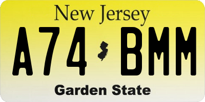 NJ license plate A74BMM