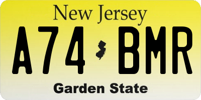 NJ license plate A74BMR